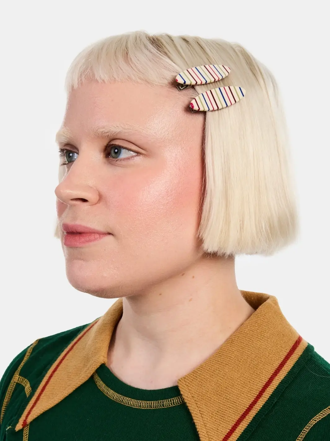 Allie Clips in Oval Vanilla Stripe - Image 2