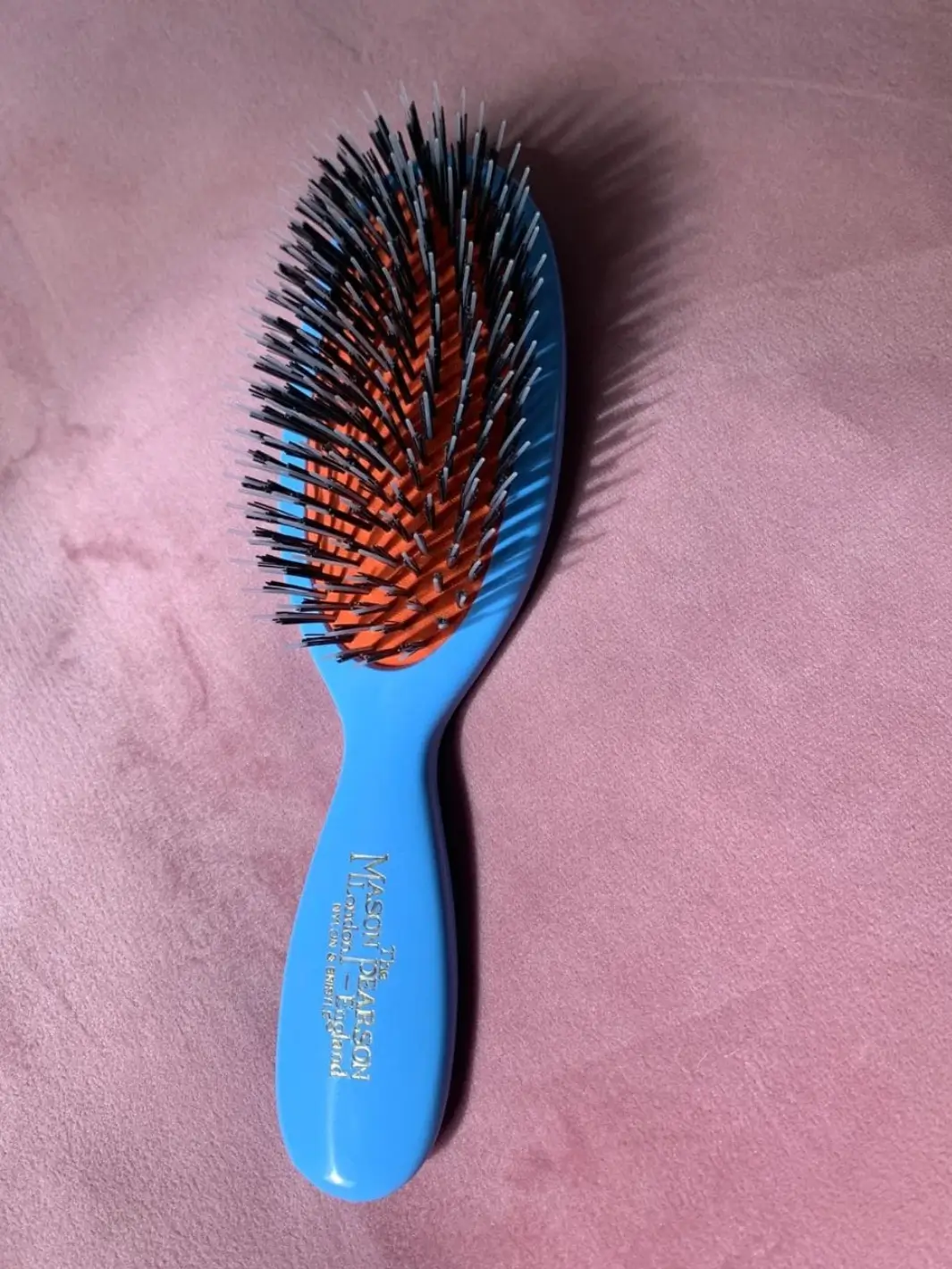 Baby Blue Boar Bristle & Nylon Mix Mason Pearson Hair Brush - Image 3