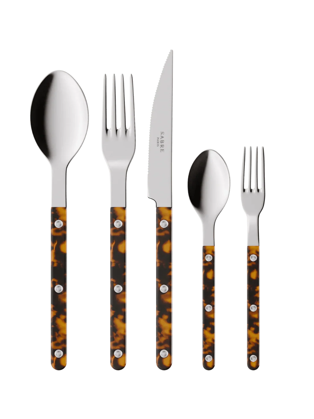 Bistrot Shiny 5 Piece Cutlery Set - Faux Tortoise