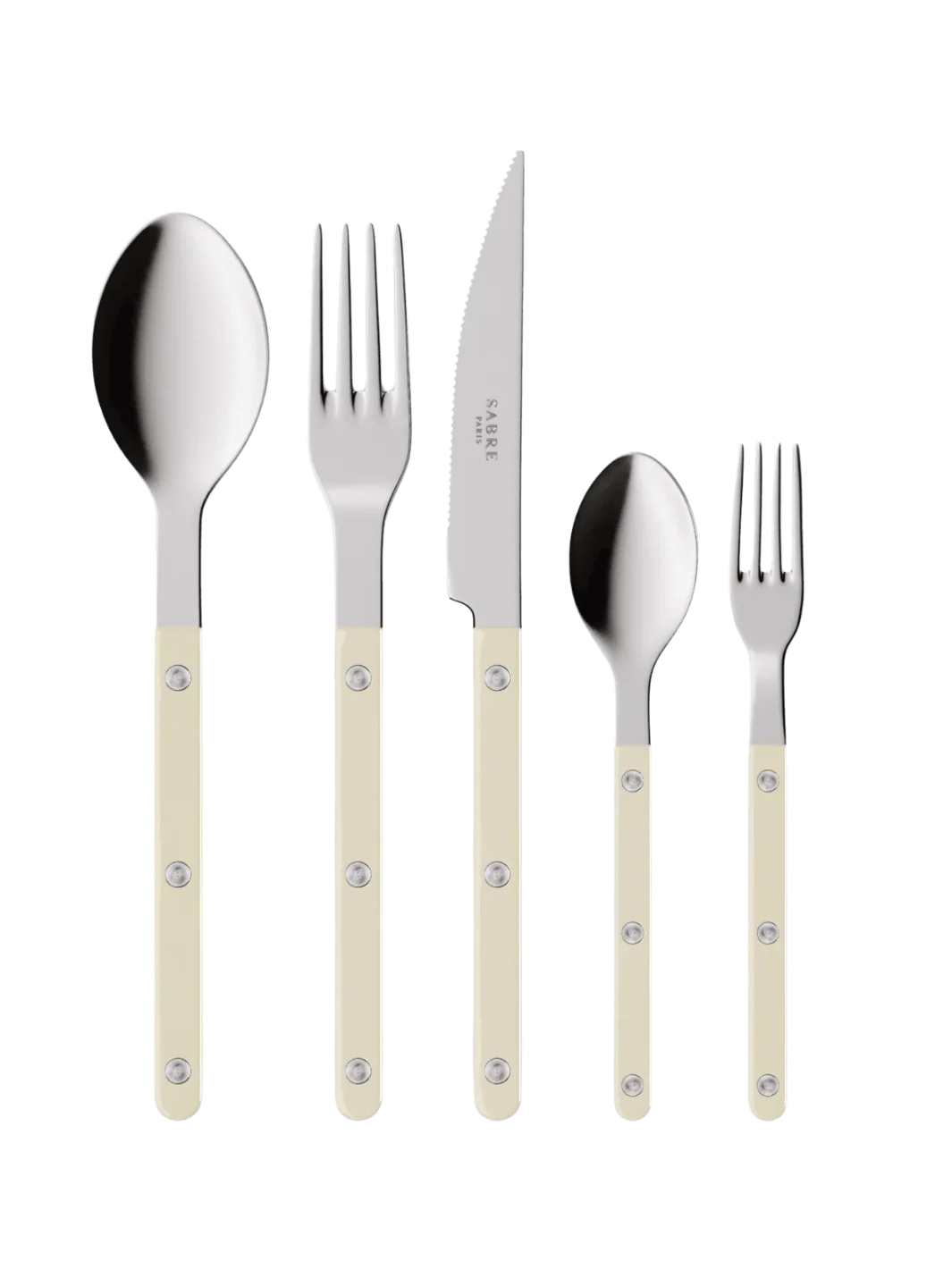 Bistrot Solid Shiny 5 Piece Cutlery Set - Ivory