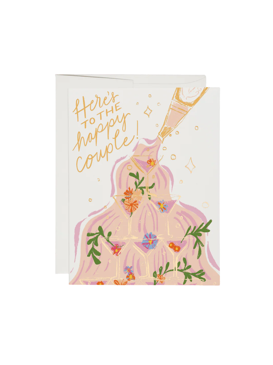 Champagne Fountain Wedding Greeting Card