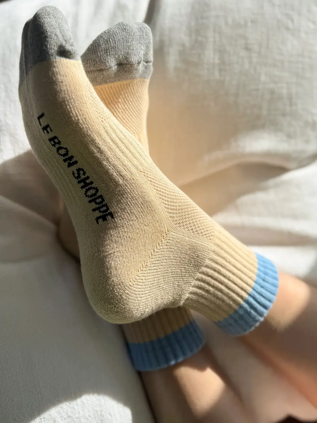 Color Block Girlfriend Socks - Yellow Blue - Image 2