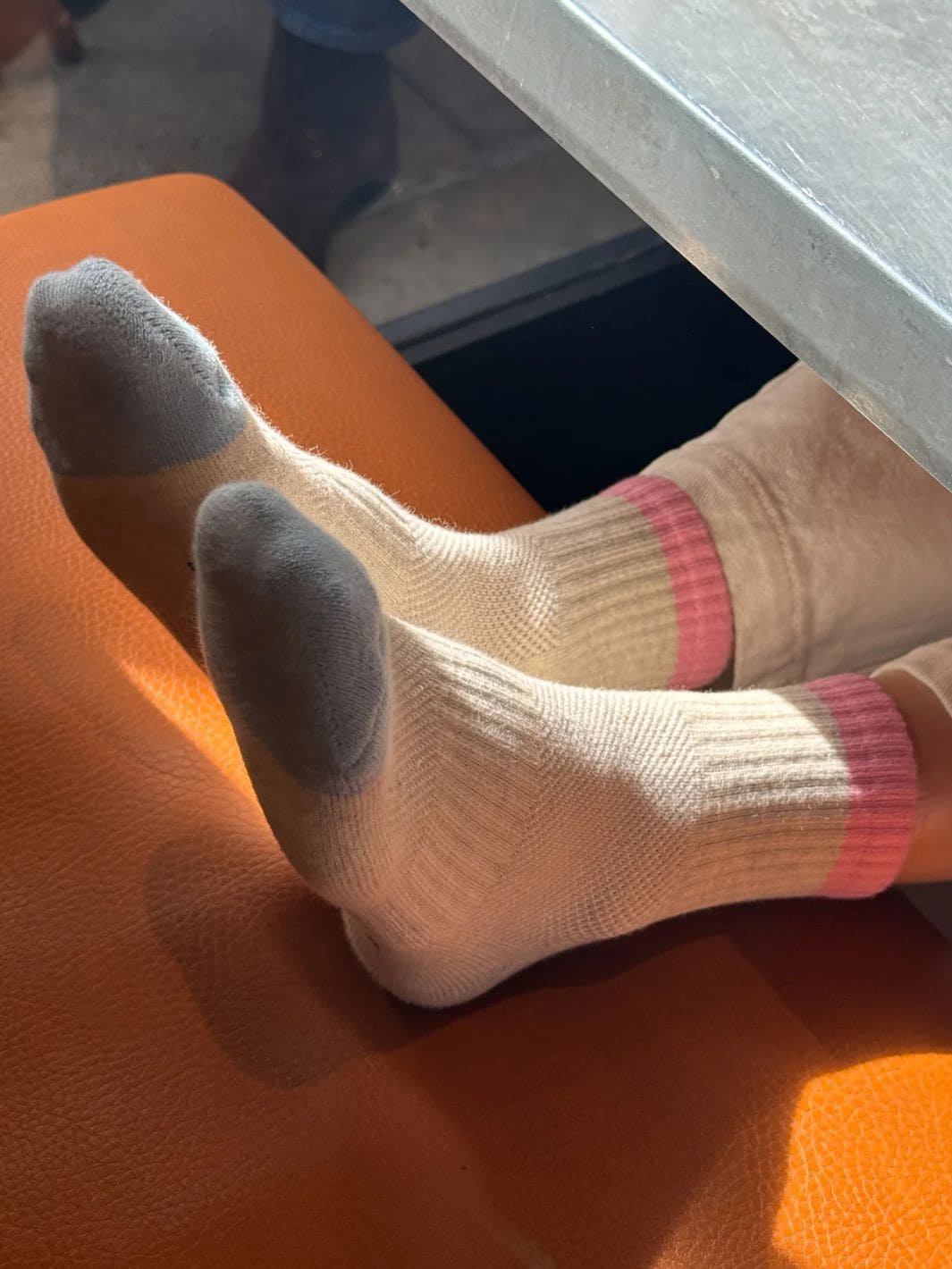 Color Block Girlfriend Socks - Grey Pink - Image 6