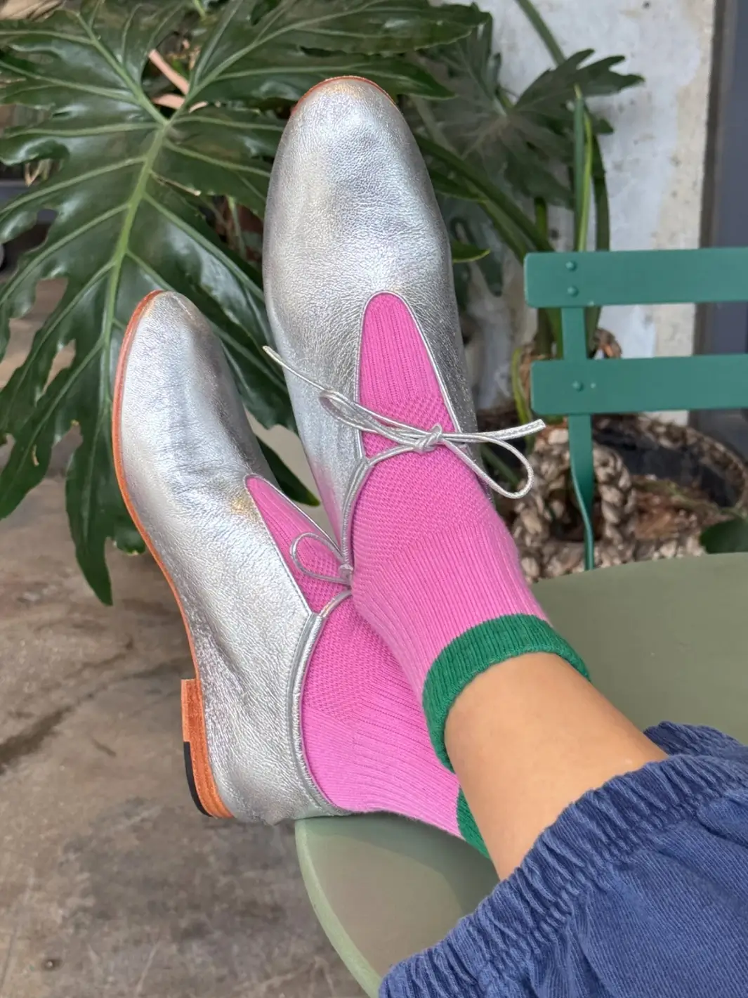 Color Block Girlfriend Socks - Rose Green - Image 4