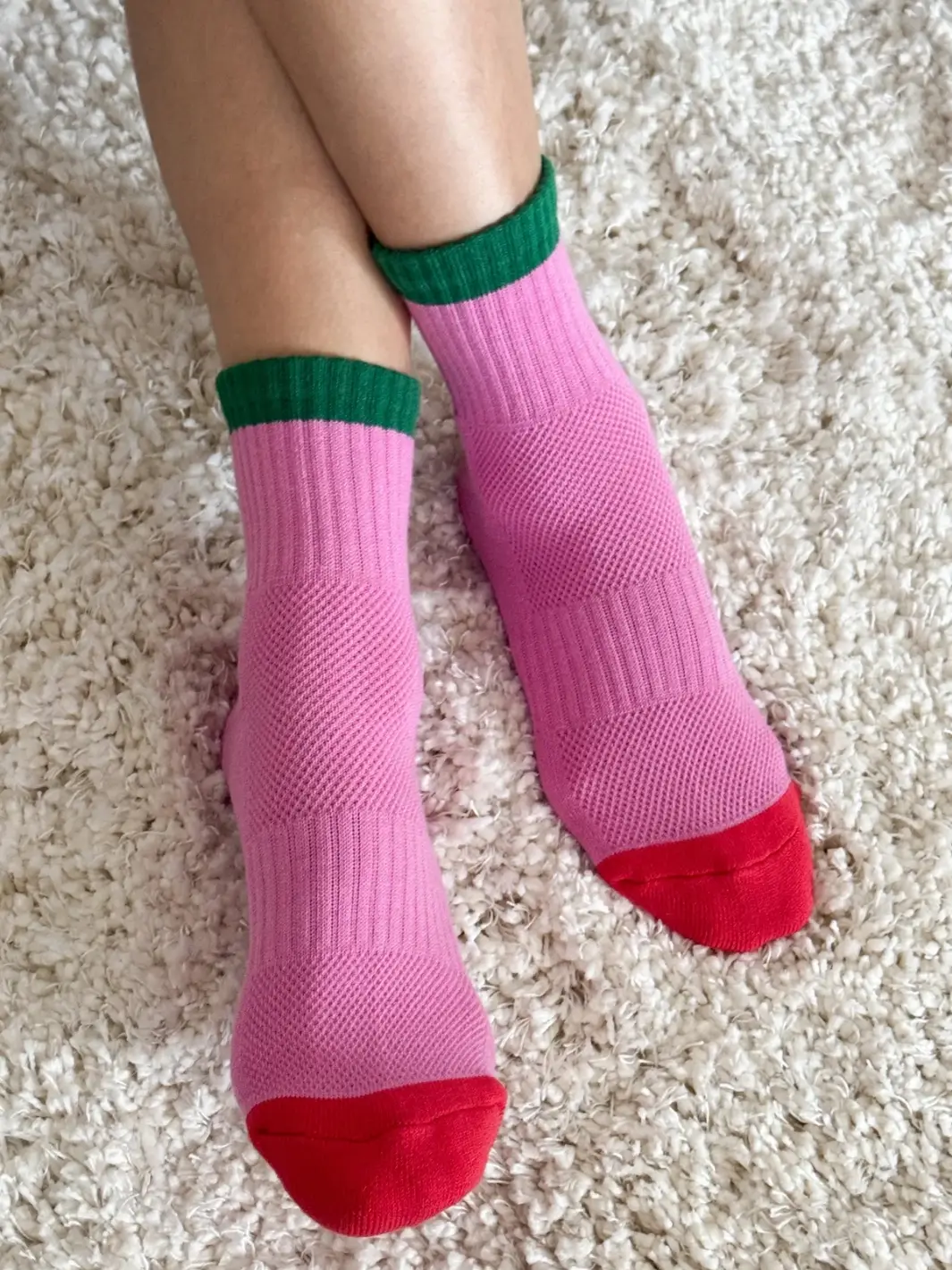 Color Block Girlfriend Socks - Rose Green - Image 5
