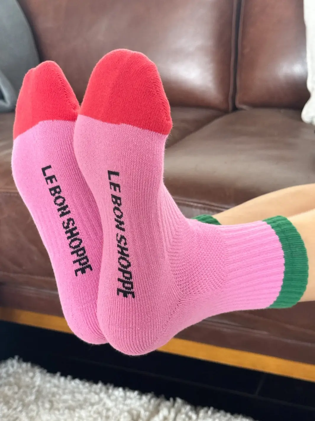 Color Block Girlfriend Socks - Rose Green - Image 6