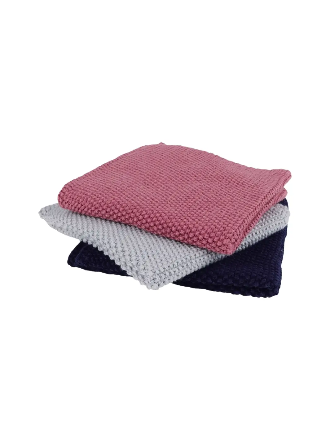 Dishcloth Set of 3, Old Rose, Grey, Dark Blue - Image 2