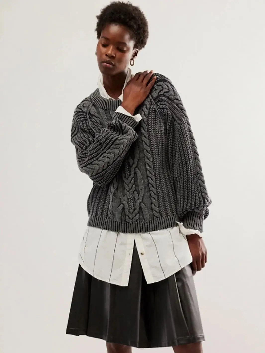 Frankie Cable Sweater - Black - Image 7