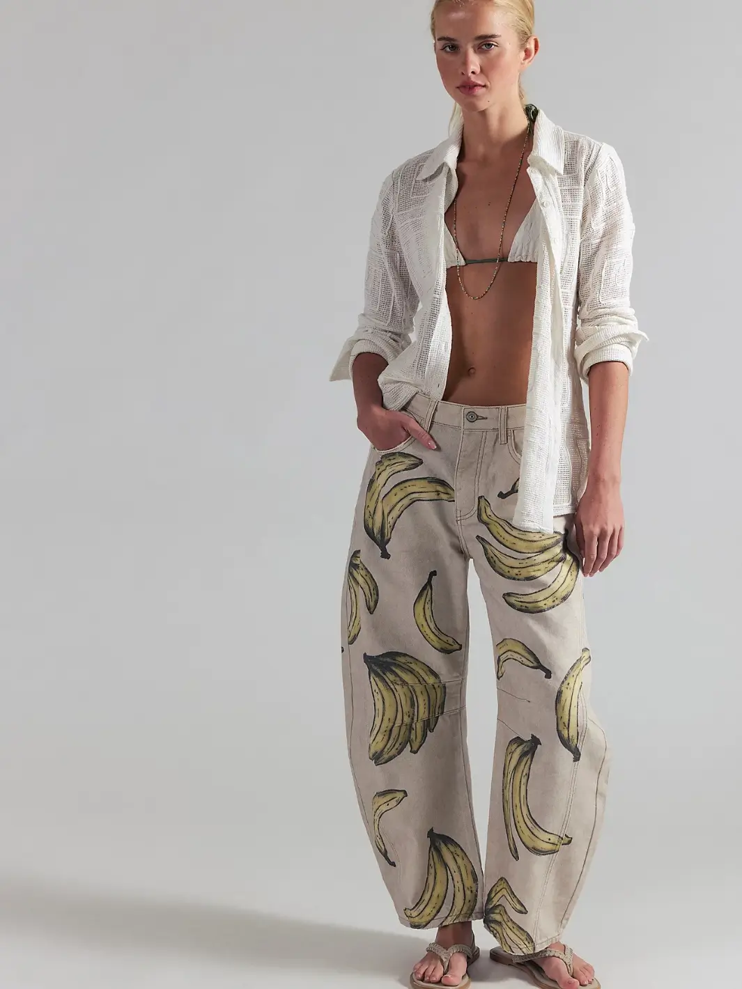 Good Luck Printed Barrel Jeans - Go Bananas - Image 3