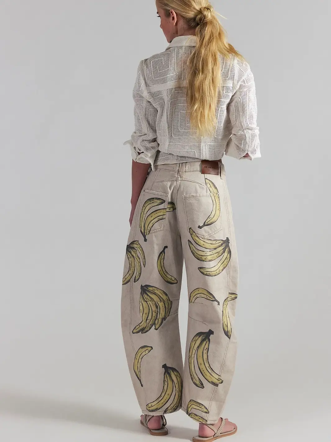 Good Luck Printed Barrel Jeans - Go Bananas - Image 4