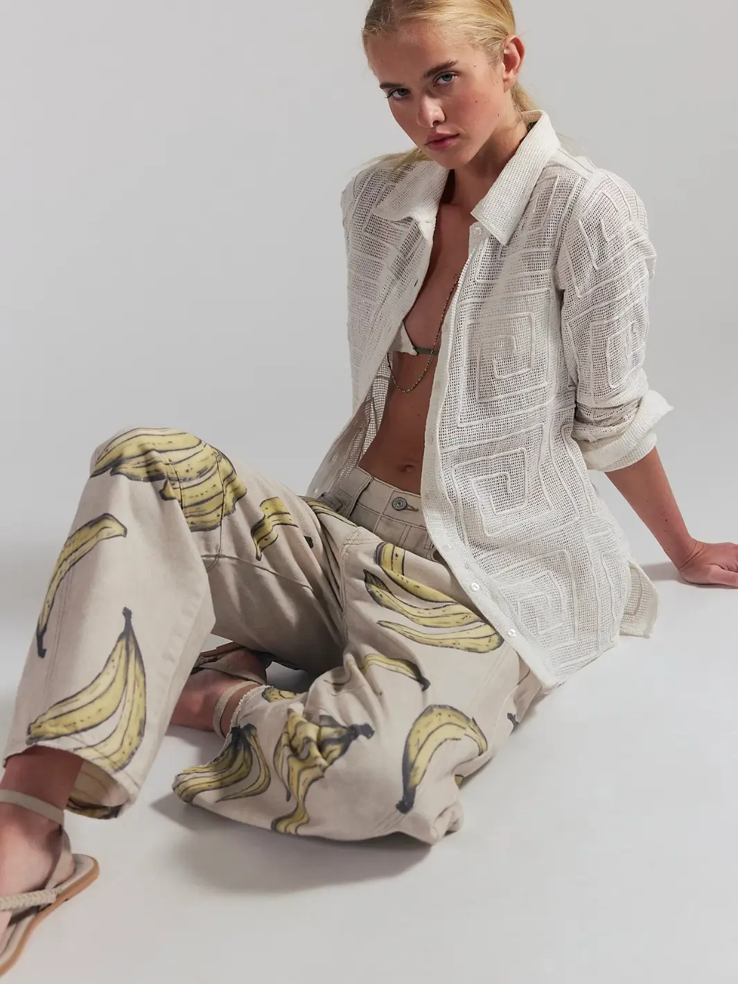 Good Luck Printed Barrel Jeans - Go Bananas - Image 6