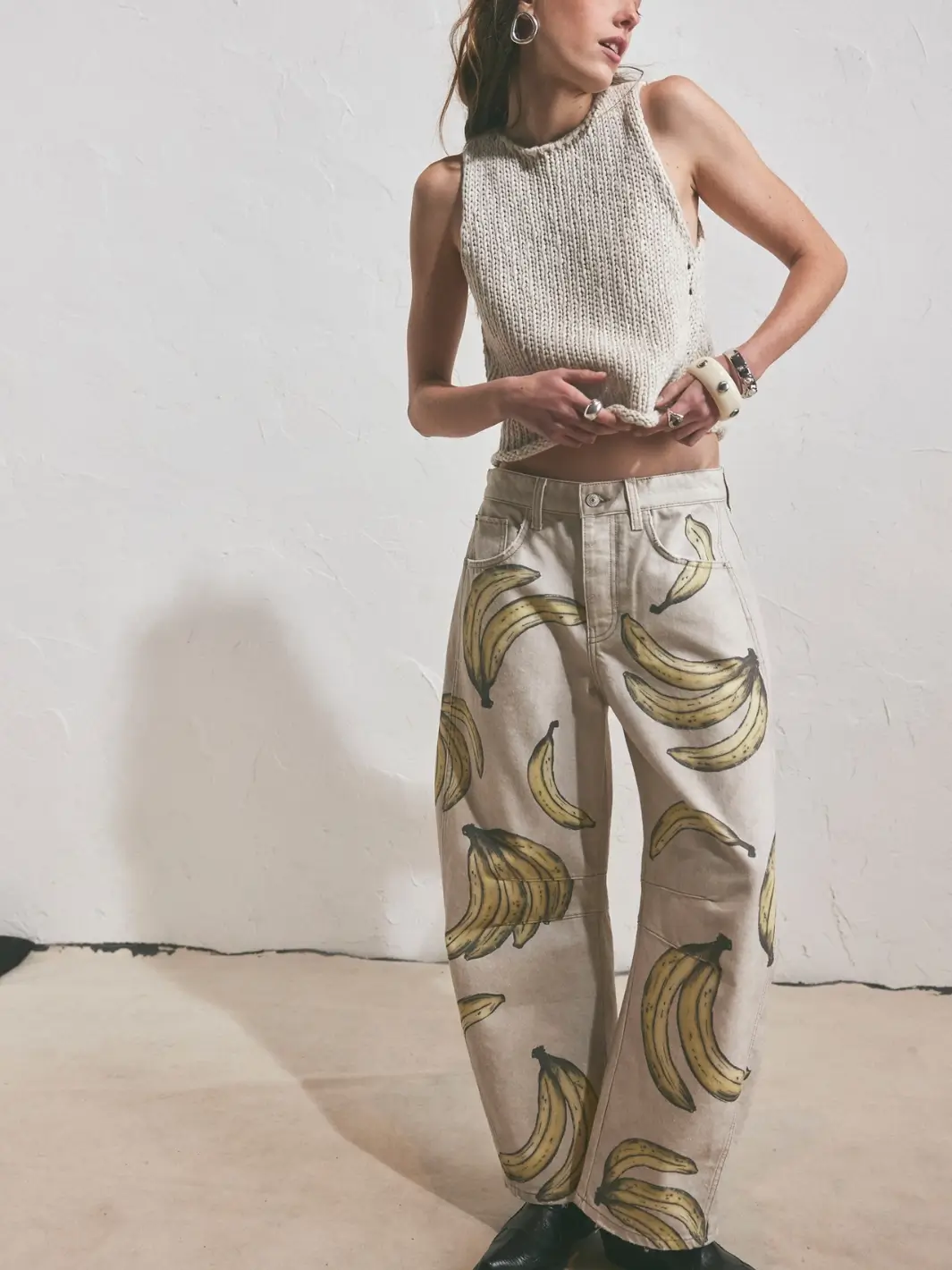 Good Luck Printed Barrel Jeans - Go Bananas - Image 9