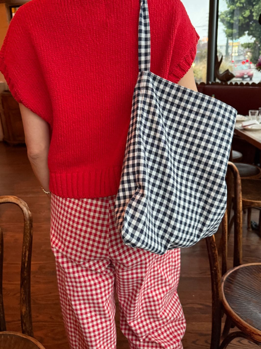 Happy Carry Bag - Navy Gingham - Image 2