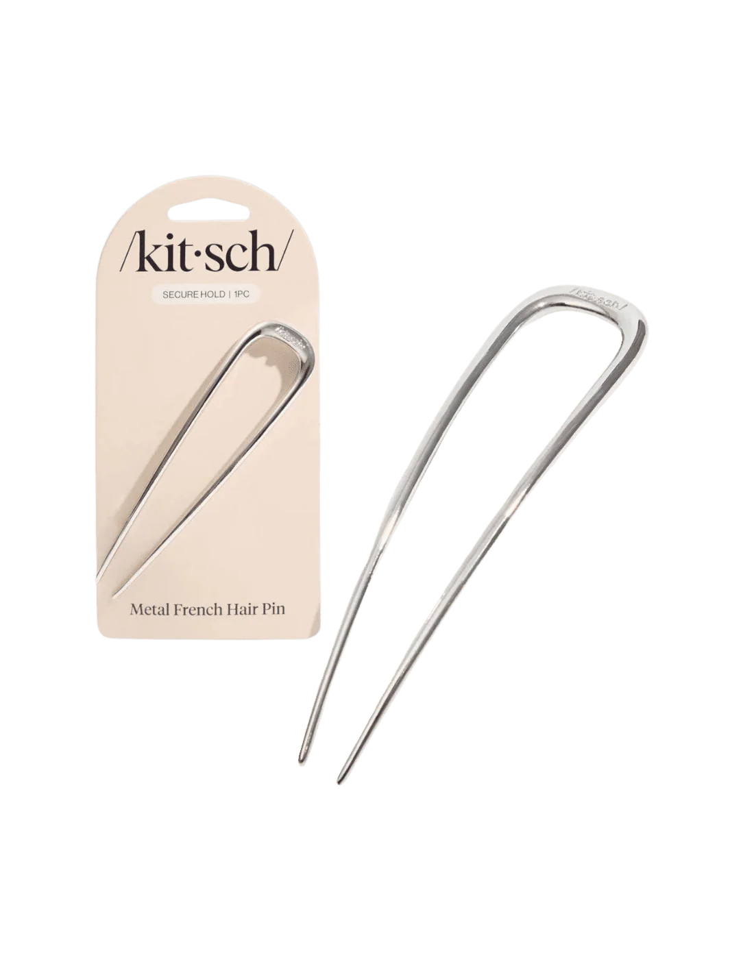 Metal French Hair Pin - Silver