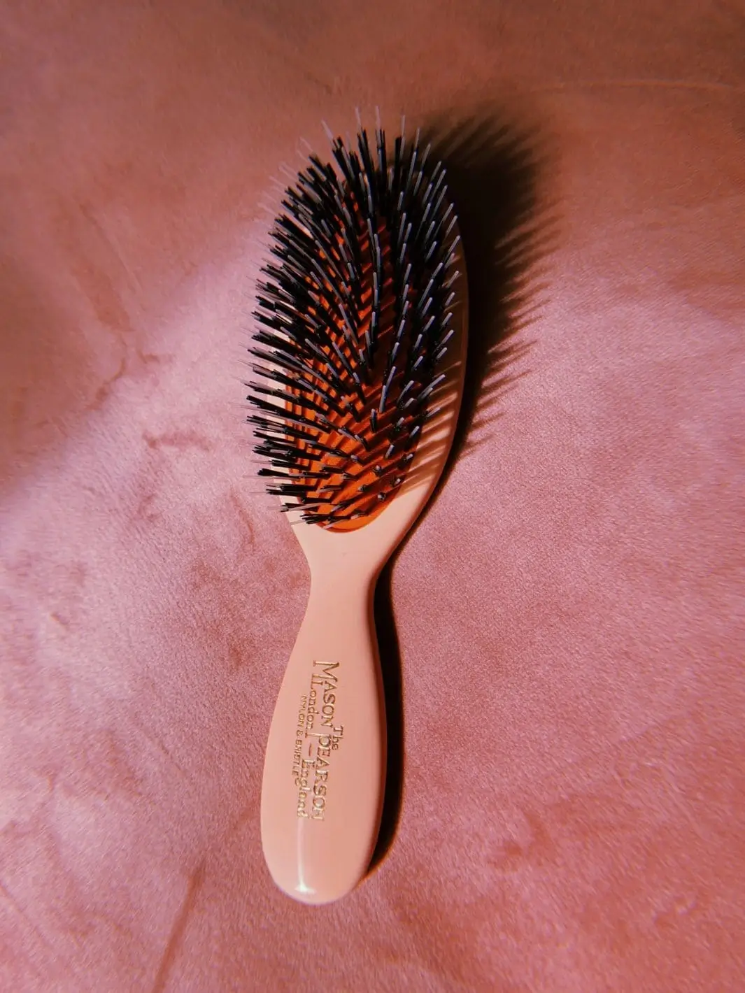 Pastel Pink Boar Bristle & Nylon Mix Mason Pearson Hair Brush - Image 3