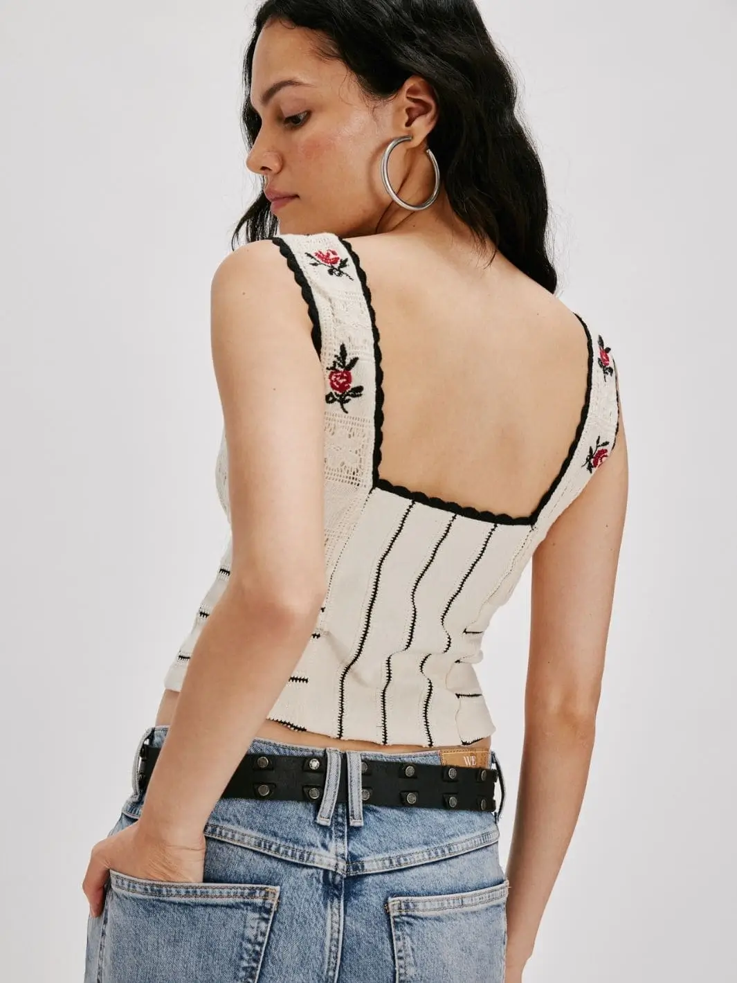Rose Bud Knit Top - Ivory Combo - Image 3