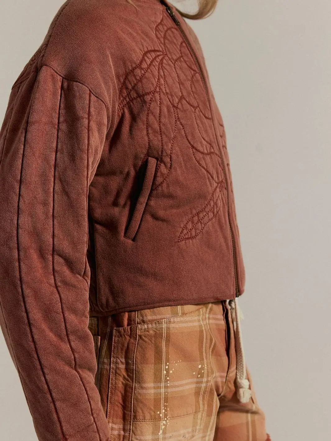 Rose Zip-Up Sweatshirt - Cinnamon Stick - Image 9