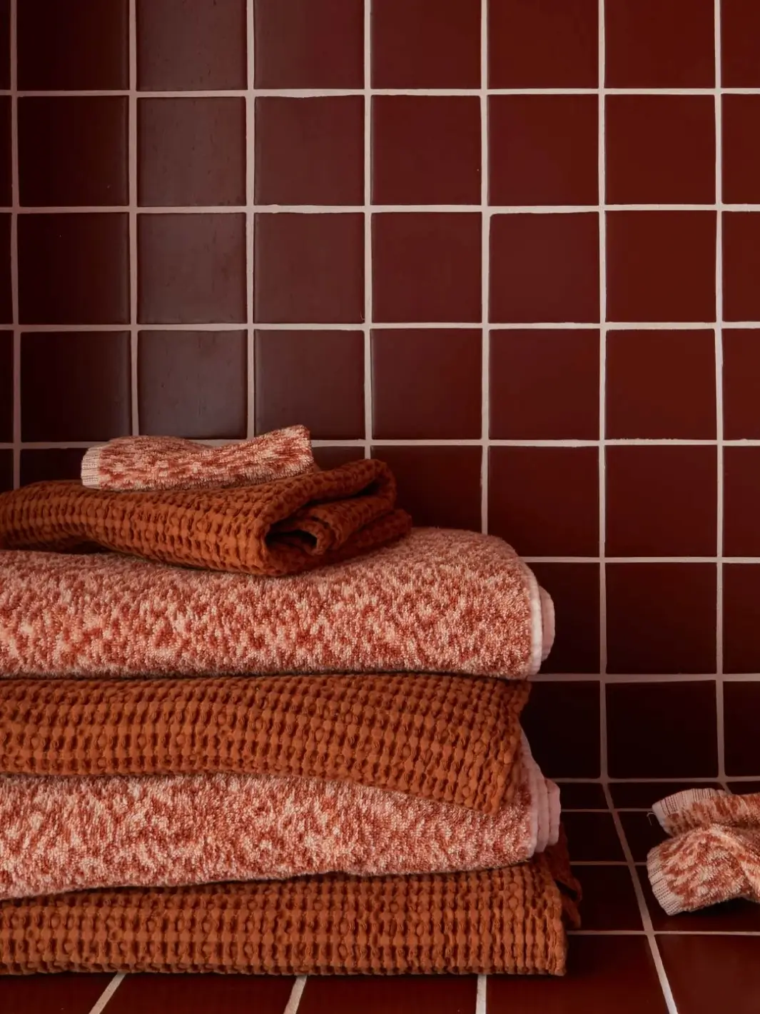 Simple Waffle Towel - Terracotta - Image 3