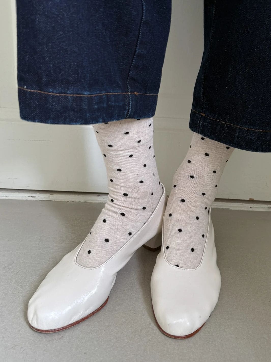 Patterned Sneaker Socks - Polka Dot Oatmeal / Black - Image 4