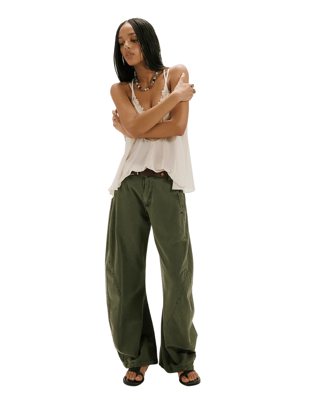 Spotlight Washed Barrel Chino Trousers - Dusty Olive