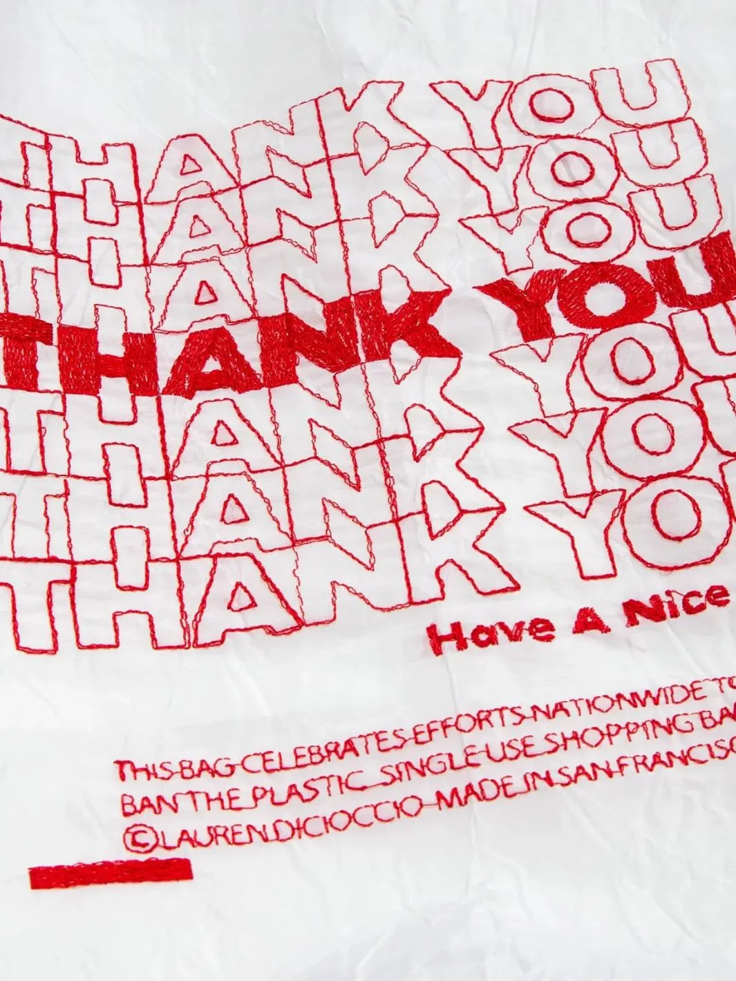Thank You Tote - Red TYTY On White by Lauren DiCioccio - Image 2
