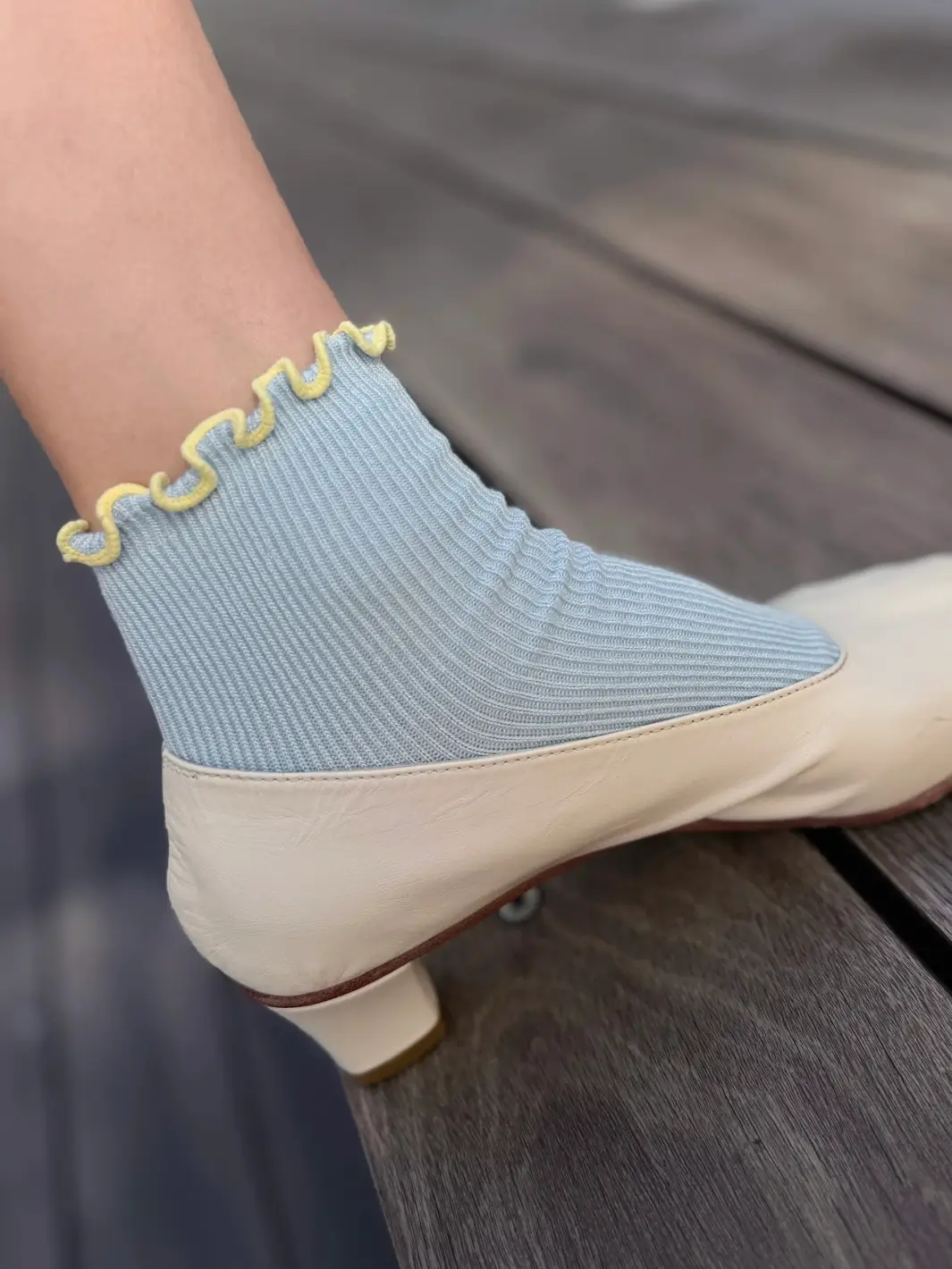 The Petite Ruffled Modal Socks - Baby Blue / Butter - Image 4