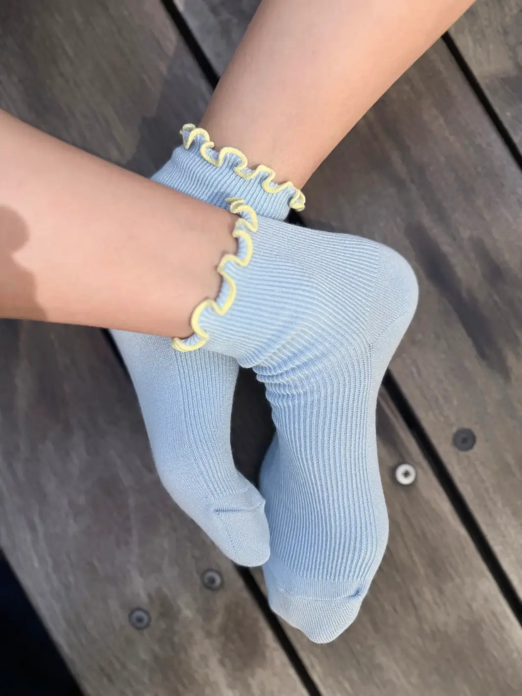 The Petite Ruffled Modal Socks - Baby Blue / Butter - Image 5