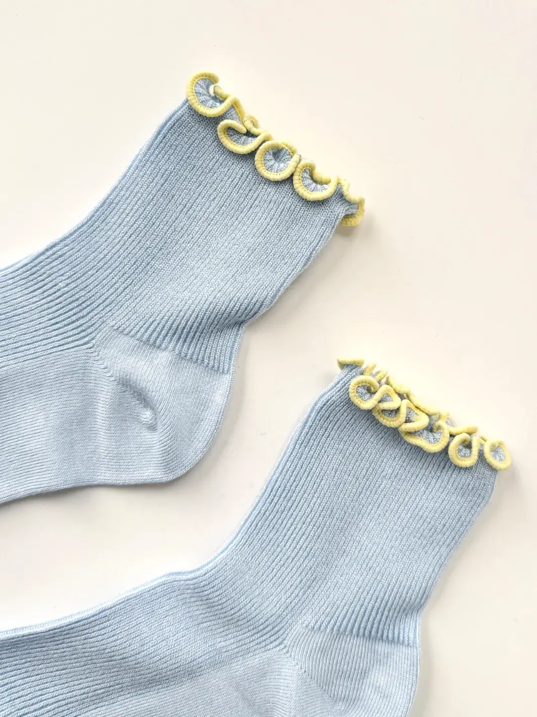 The Petite Ruffled Modal Socks - Baby Blue / Butter - Image 6