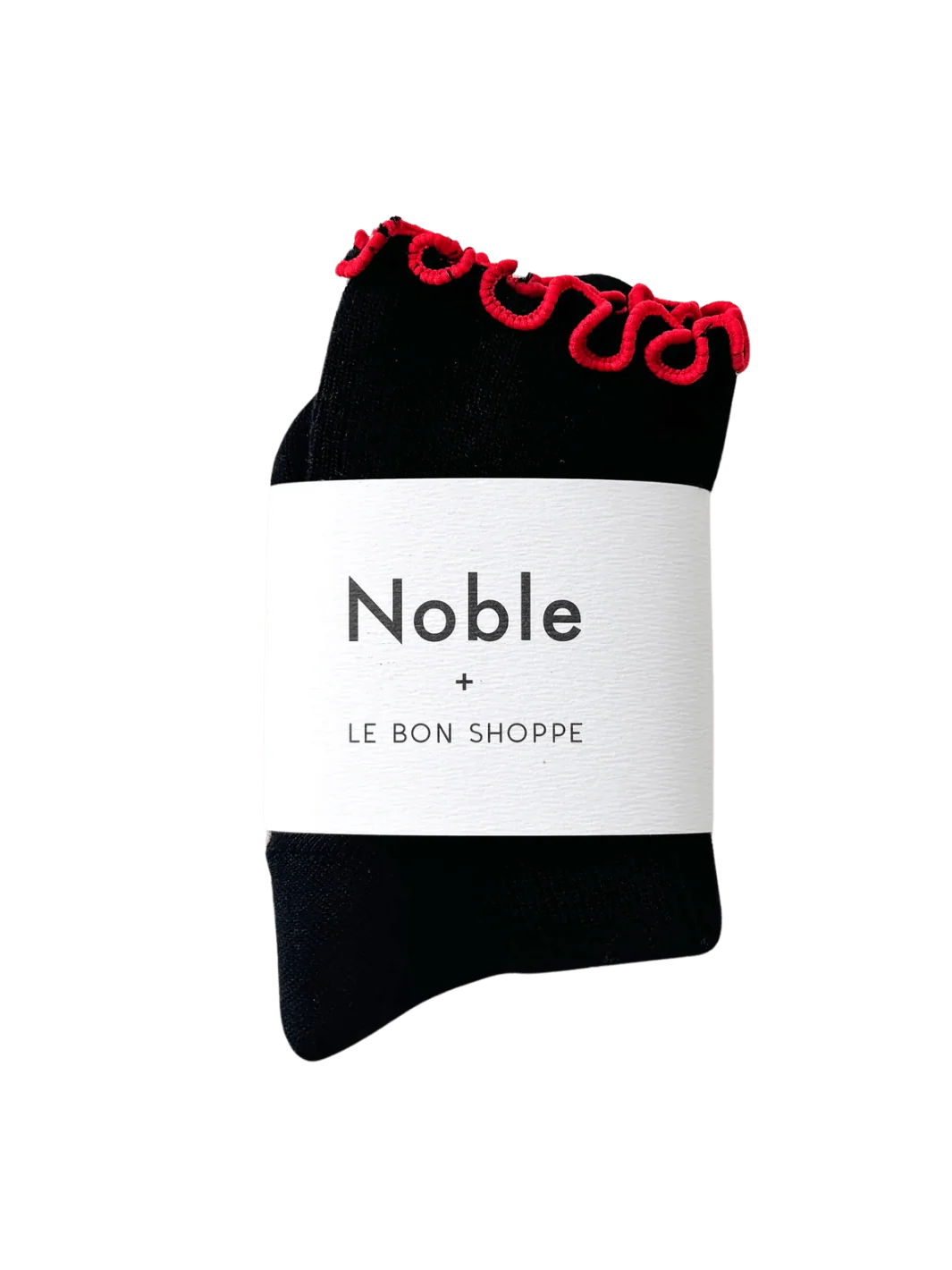 The Petite Ruffled Modal Socks - Black / Red
