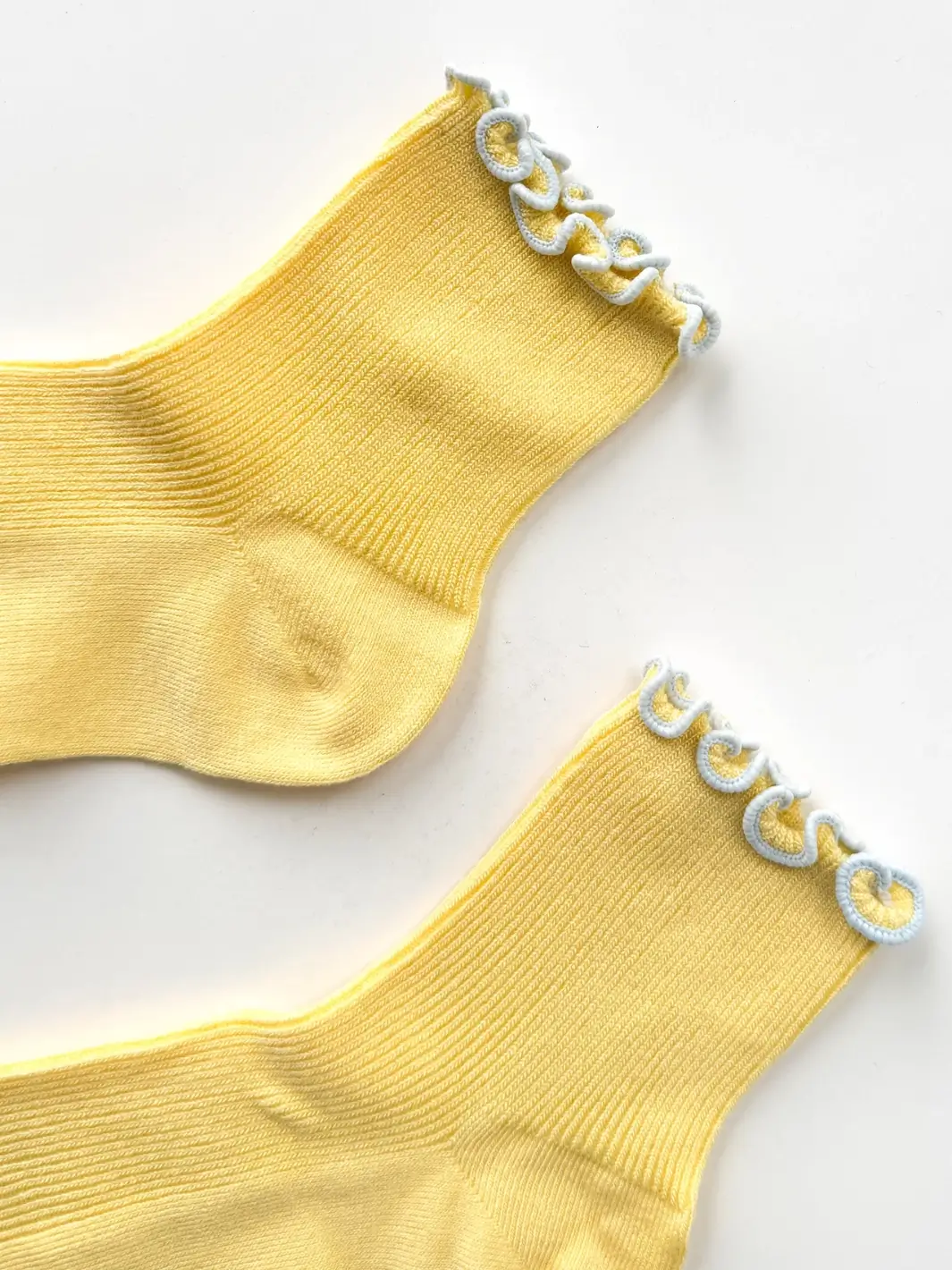 The Petite Ruffled Modal Socks - Butter / Baby Blue - Image 6
