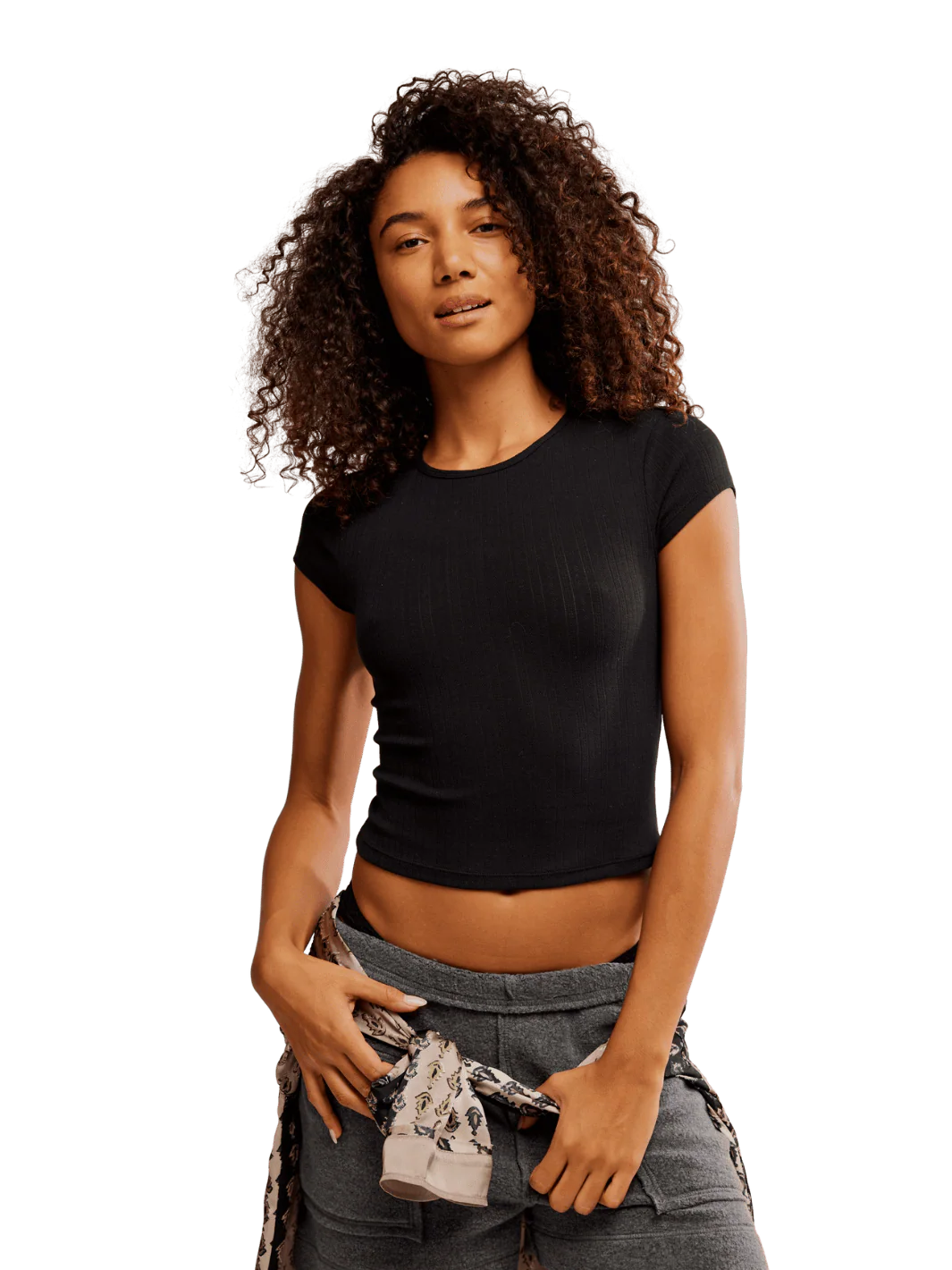 Wait A Minute Baby Tee - Anthracite