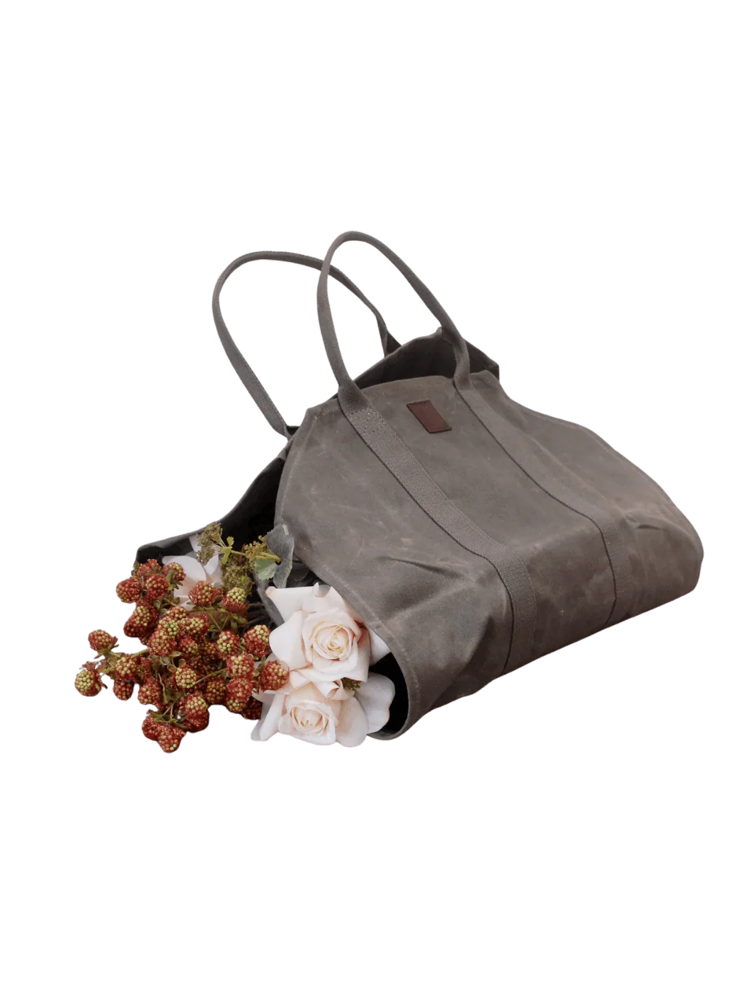 Waxed Canvas Log Flower Holder