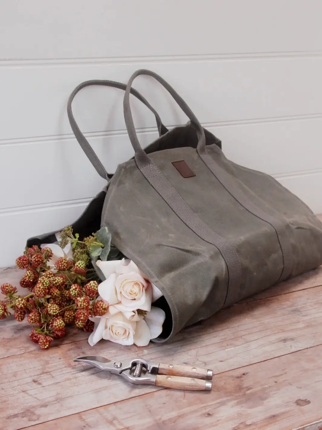 Waxed Canvas Log Flower Holder - Image 2
